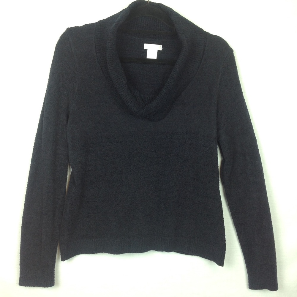 Worthington Black Chenille Cowl Neck Sweater Sz Lg